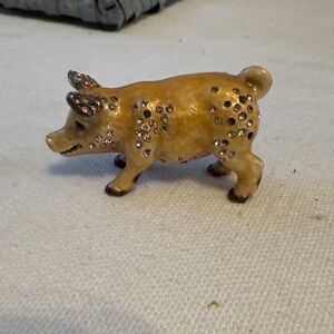 Jay Strongwater Gold Pig Figurine with Jewel Accents
